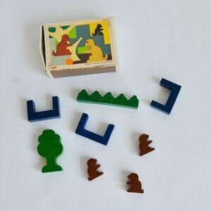 Vintage Juri Matchbox Zoo Toy Apes Wood Block Set Made in West Germany